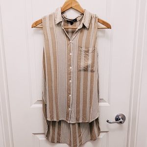 Velvet Heart light brown & white stripes tank top